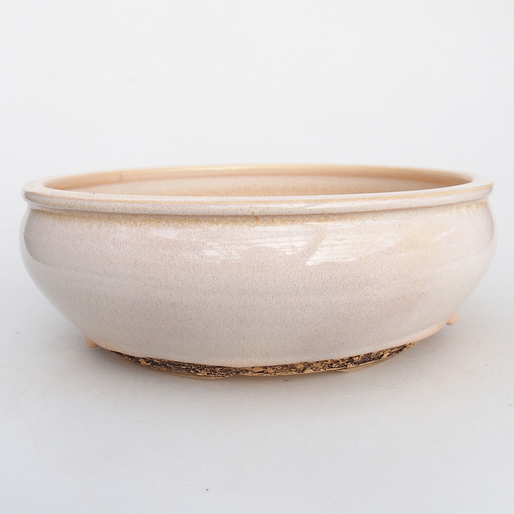 Bonsaischale aus Keramik 21,5 x 21,5 x 7,5 cm, Farbe beige