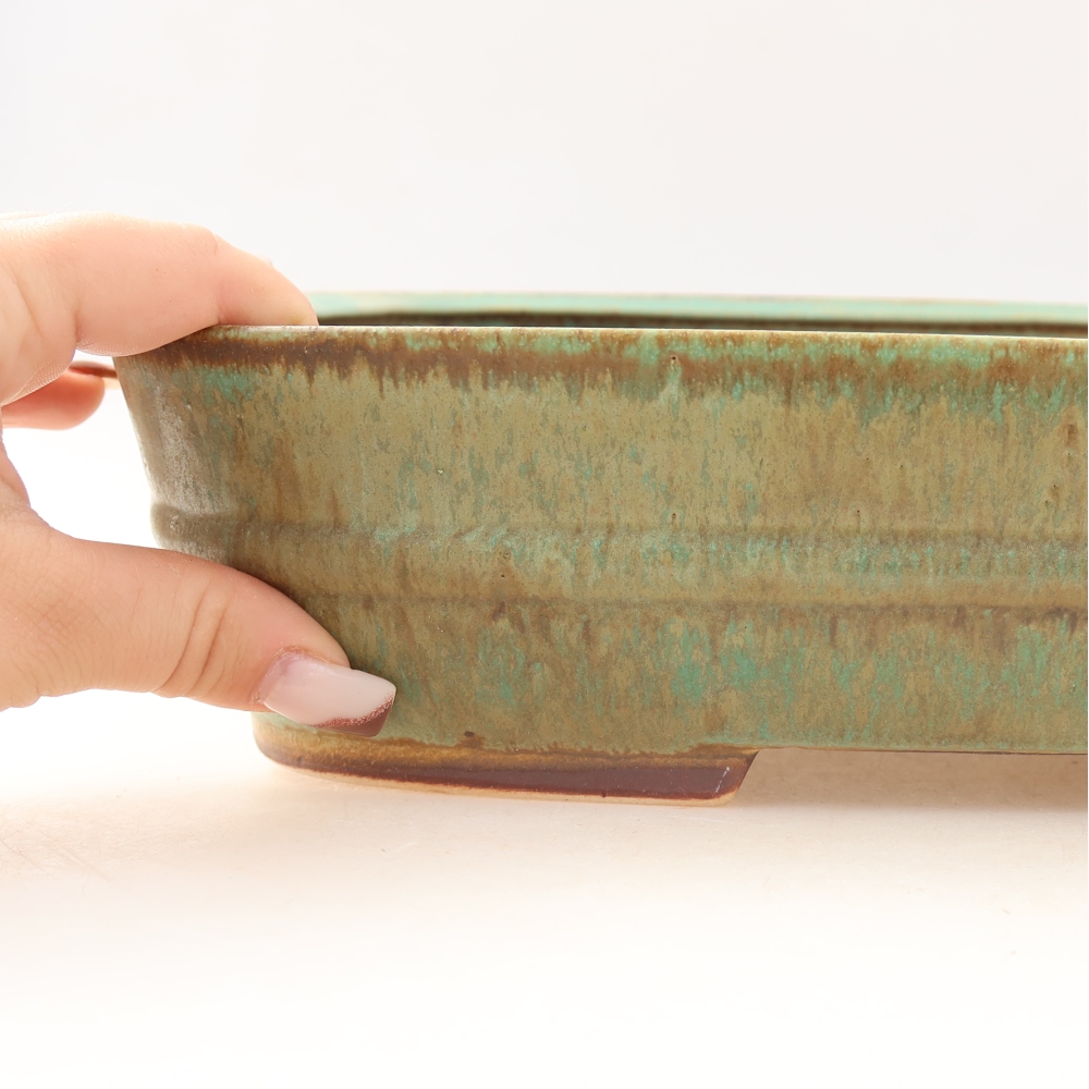 Keramik-Bonsai-Schale 29,5 x 24,5 x 7,5 cm, Farbe: grün