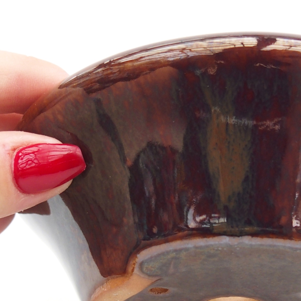 Bonsaischale aus Keramik 13,5 x 13,5 x 5 cm, braun