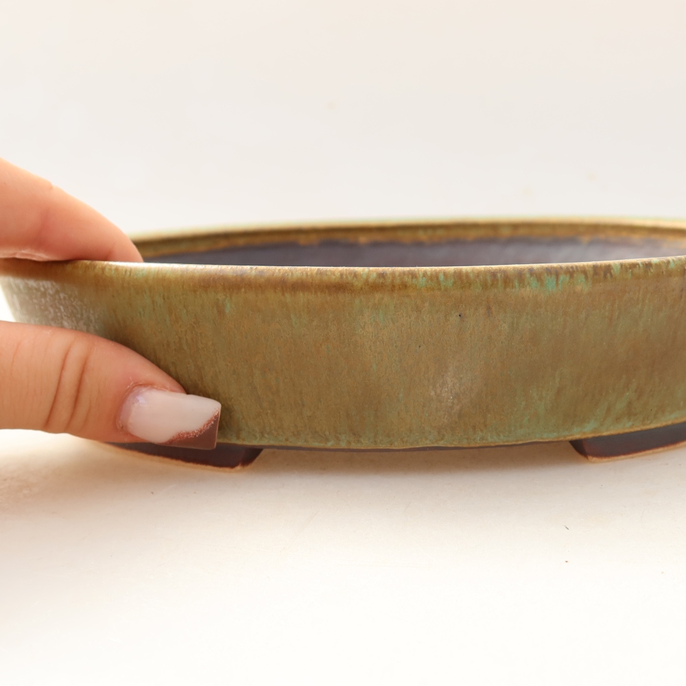 Bonsaischale aus Keramik 21 x 19 x 4,5 cm, grün