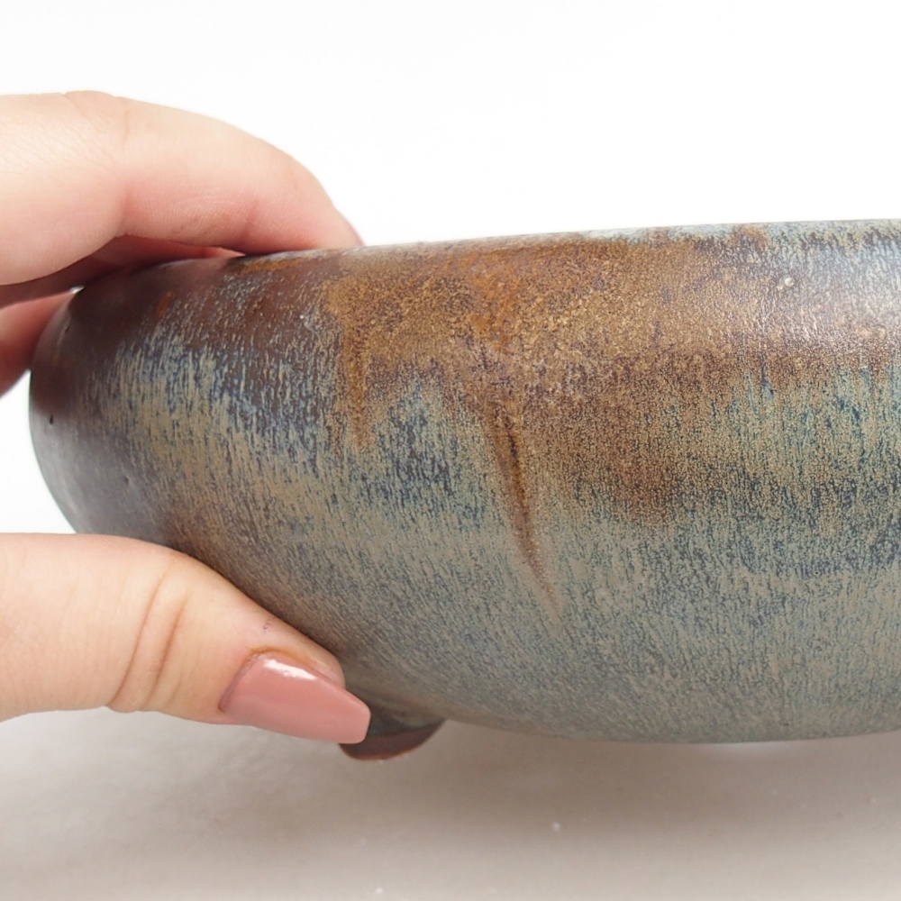 Bonsaischale aus Keramik 21 x 21 x 7 cm, blau-grau