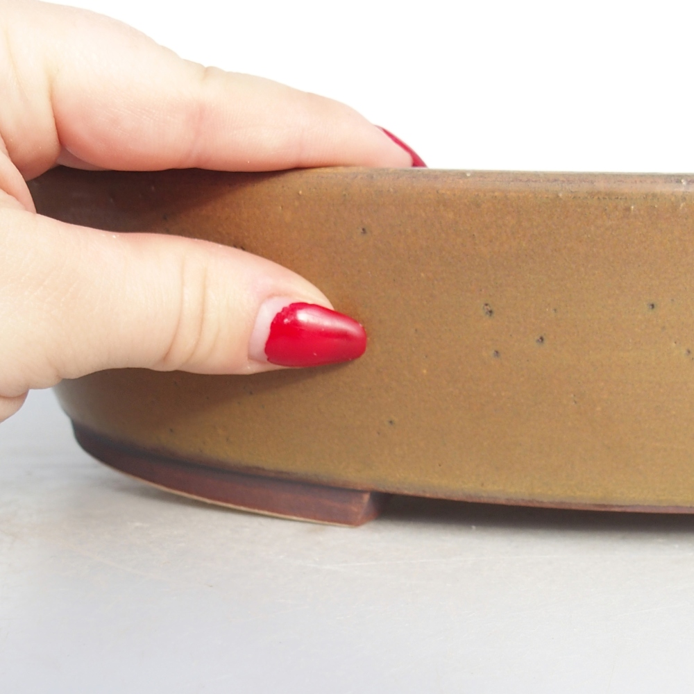 Bonsaischale aus Keramik 31,5 x 28,5 x 6,5 cm, braun