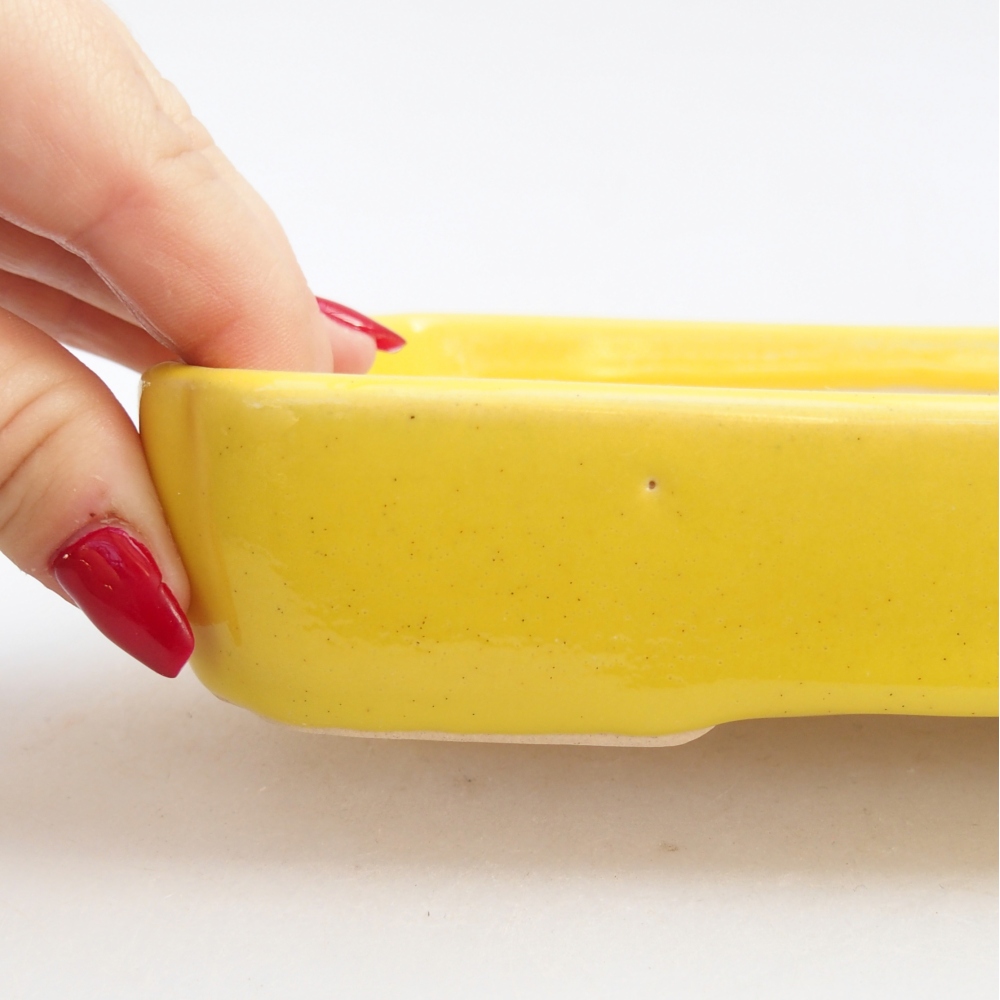 Bonsaischale aus Keramik 18,5 x 13,5 x 3,5 cm, gelb