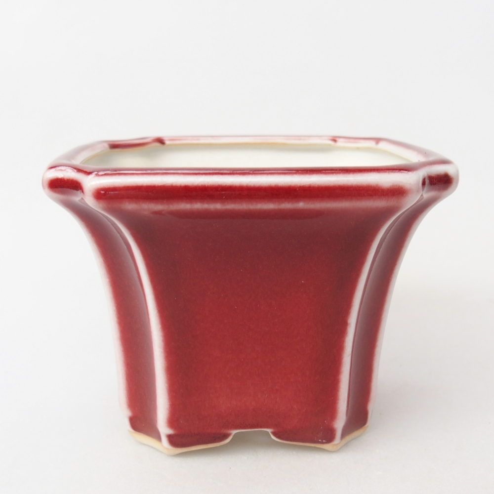 Bonsaischale aus Keramik 10 x 10 x 7 cm, Farbe rot