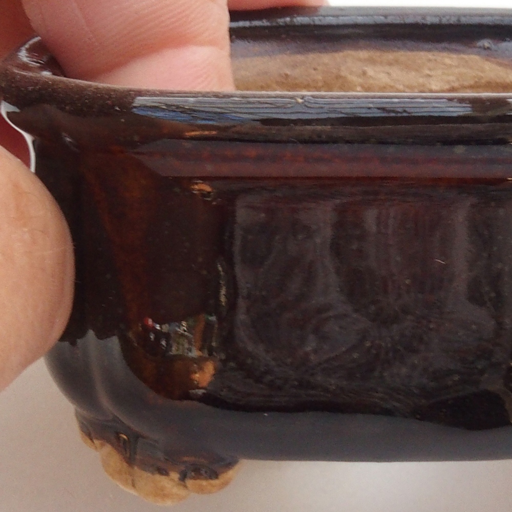 Bonsaischale aus Keramik 10 x 8,5 x 4 cm, braun