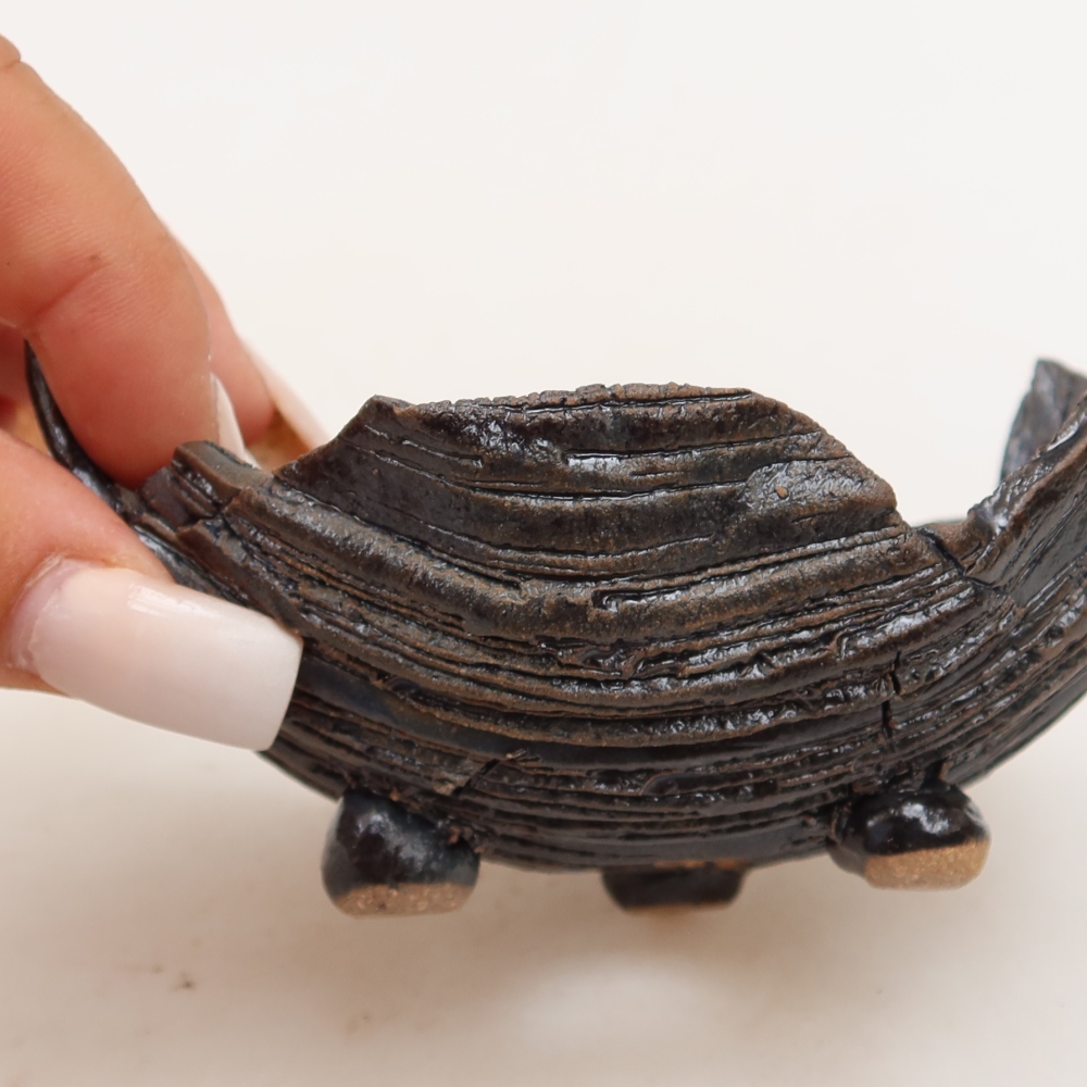 Keramikschale  11 x 8,5 x 6,5 cm, Farbe: Schwarz-Grün