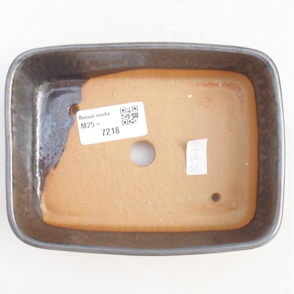 Bonsaischale aus Keramik 14,5 x 10,5 x 4,5 cm, metallfarben