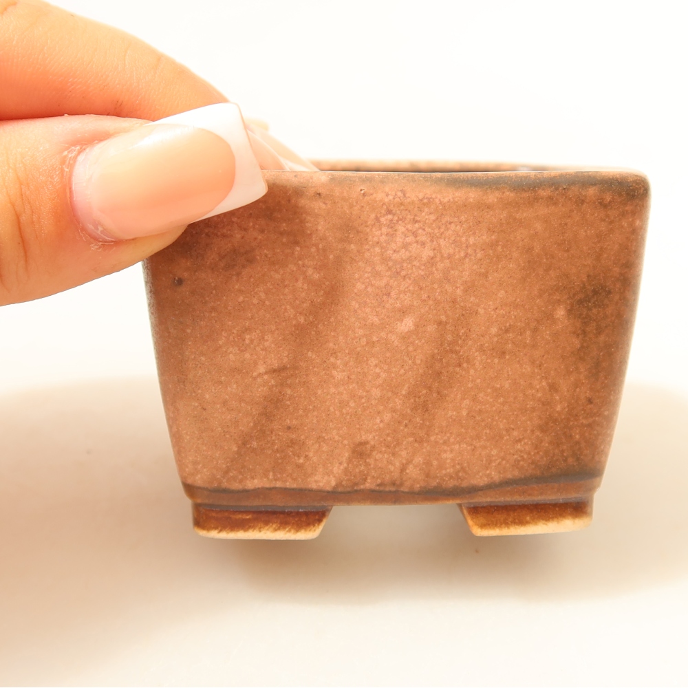Keramik-Bonsai-Schale, 6,5 × 6,5 × 4,5 cm, Farbe: Rosa