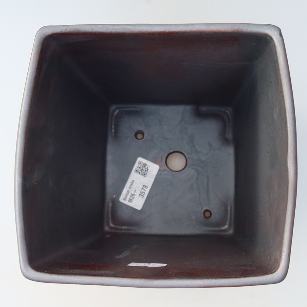 Bonsaischale aus Keramik 15 x 15 x 19,5 cm, metallfarben