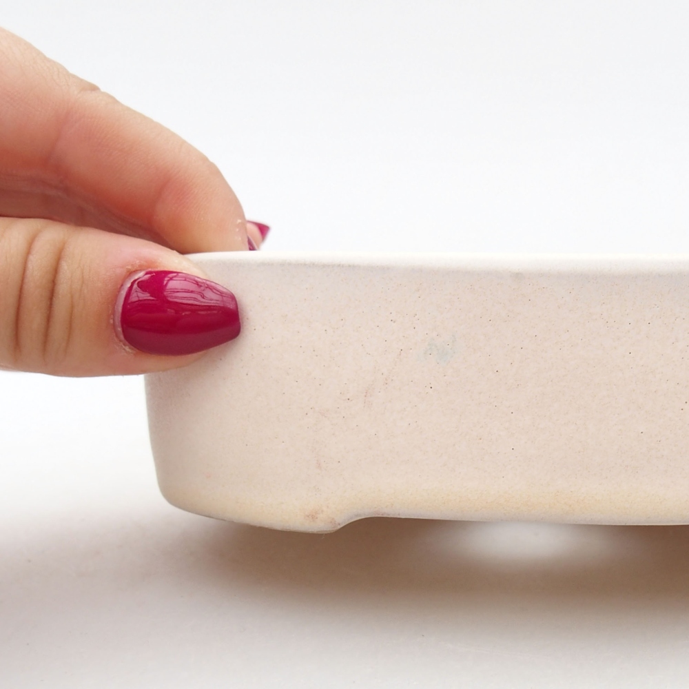 Bonsaischale aus Keramik 12,5 x 10 x 3,5 cm, Farbe beige