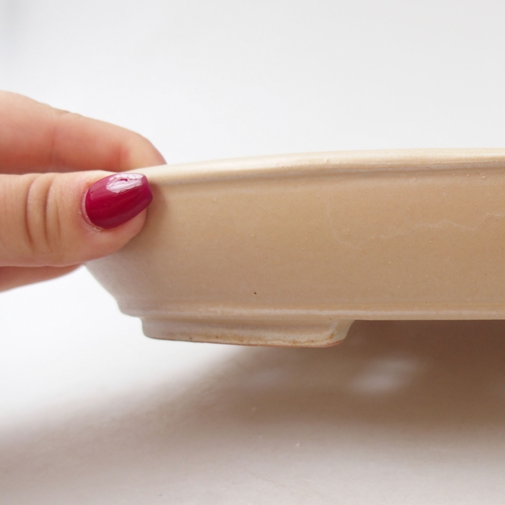 Bonsaischale aus Keramik 24,5 x 20 x 4 cm, Farbe beige
