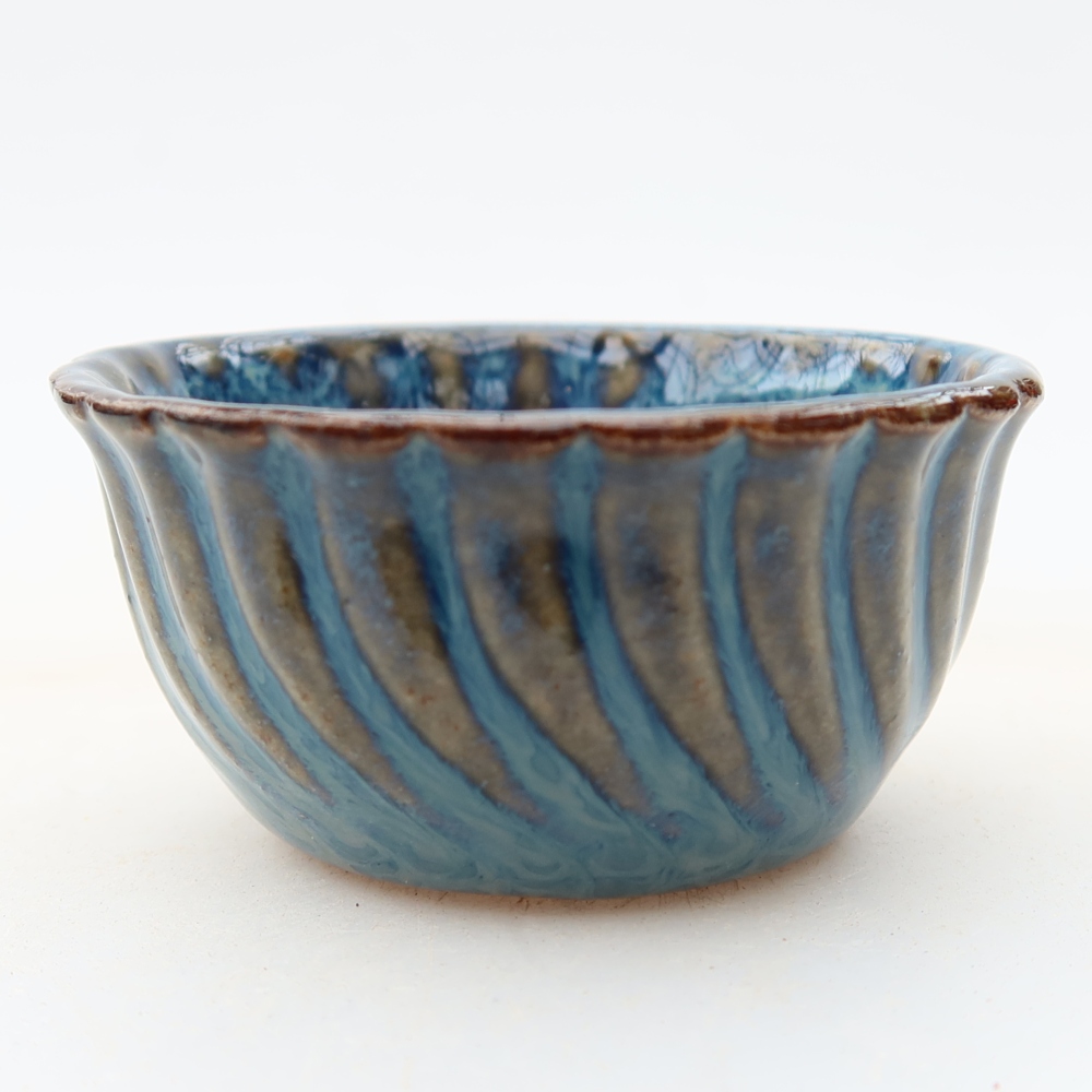 Keramik-Bonsai-Schale, 5,5 x 5,5 x 3 cm, Farbe: Blau