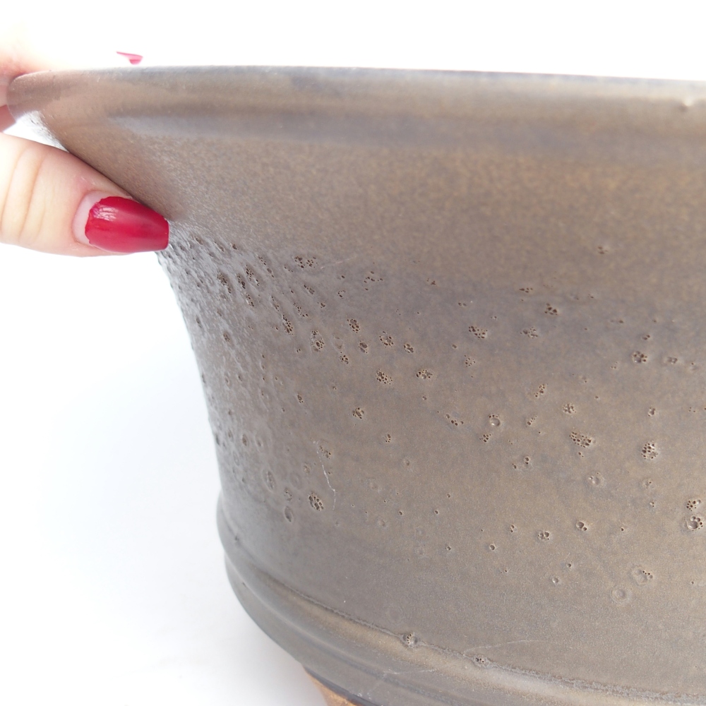 Bonsaischale aus Keramik 31,5 x 31,5 x 14 cm, braun