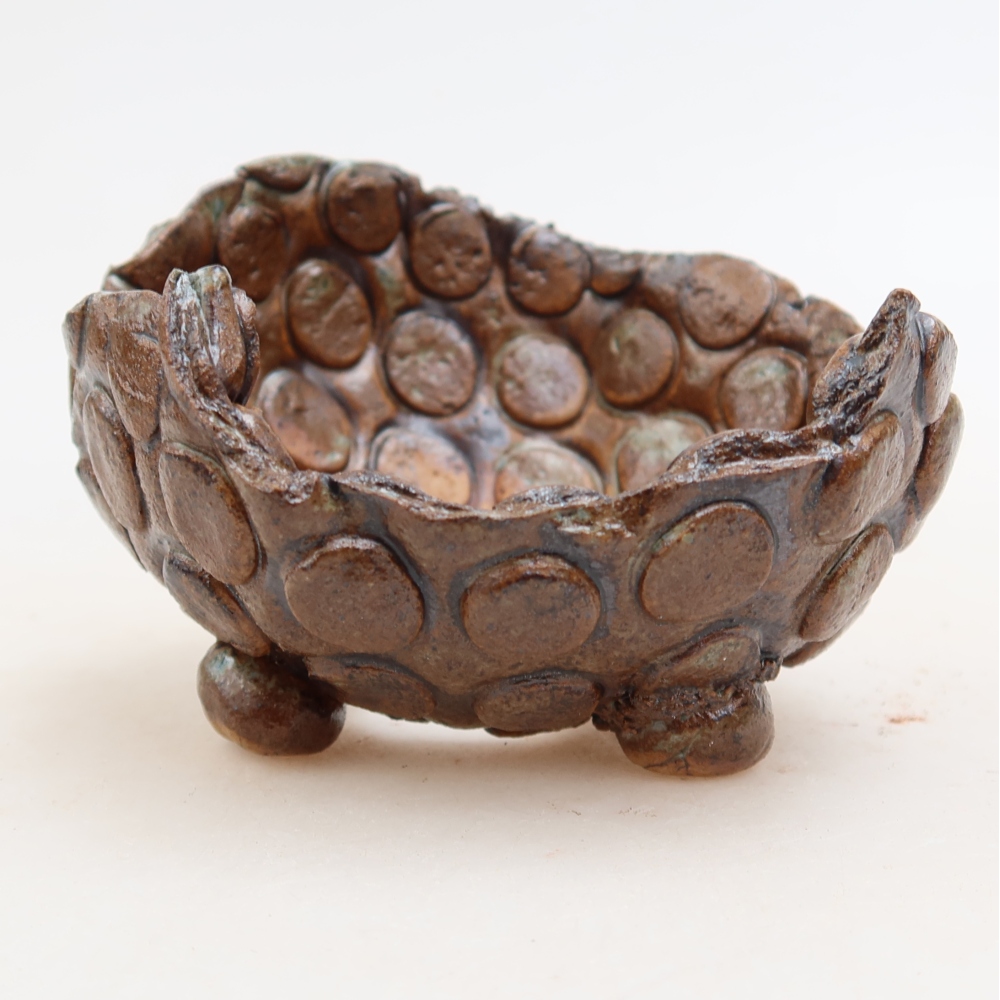 Keramikschale  8,5 x 8,5 x 6 cm, Farbe: braun-grün
