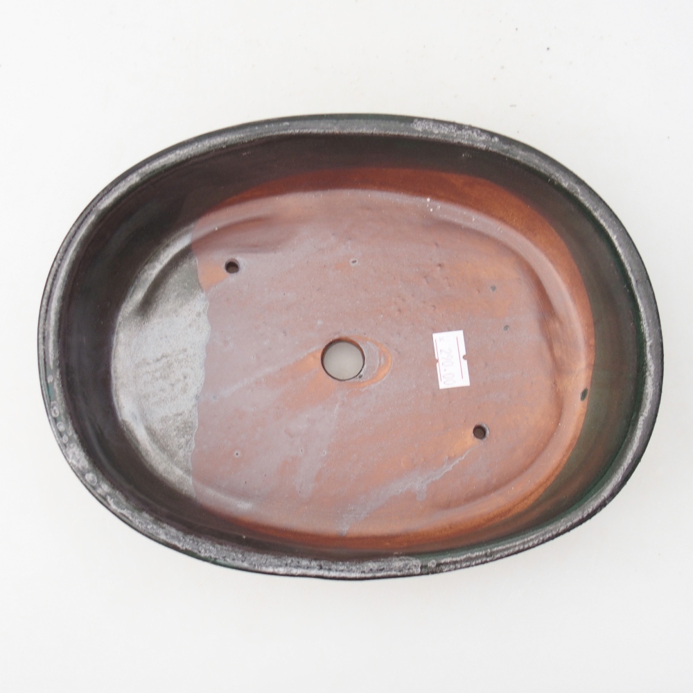 Bonsaischale aus Keramik 22 x 17 x 5 cm, grün-metallic