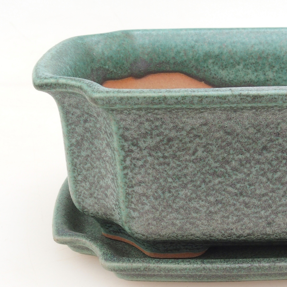 Bonsaischale + Untertasse H01 - grün