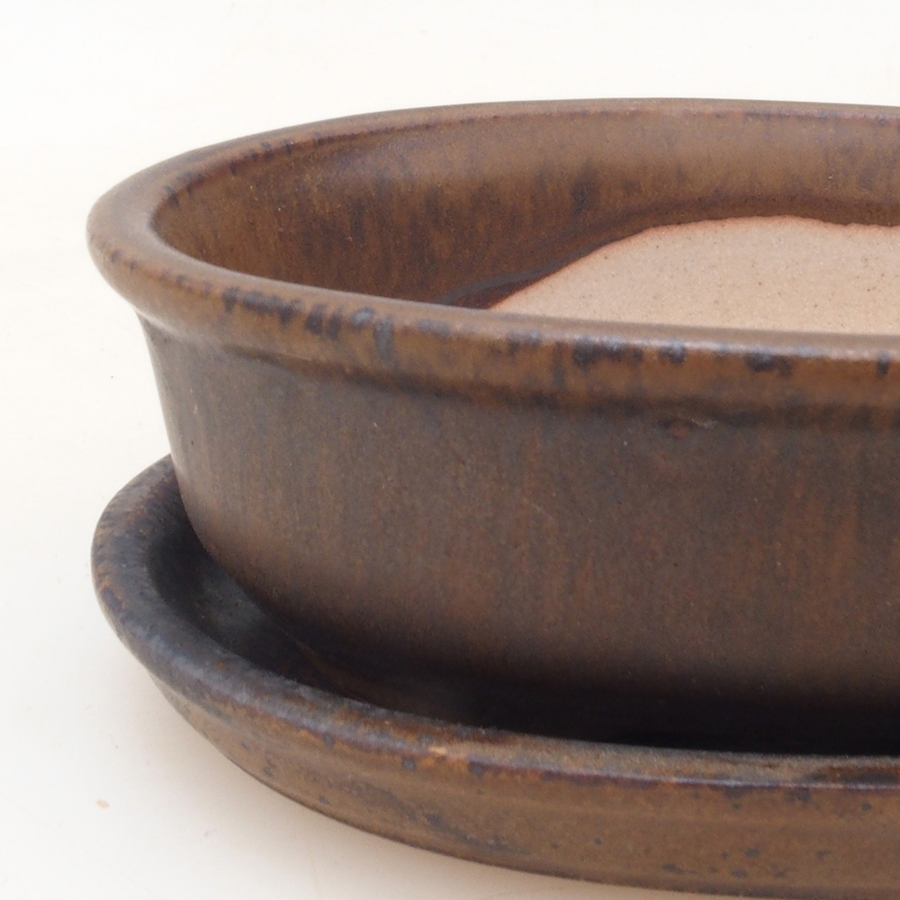 Bonsaischale + Untertasse H04 - braun