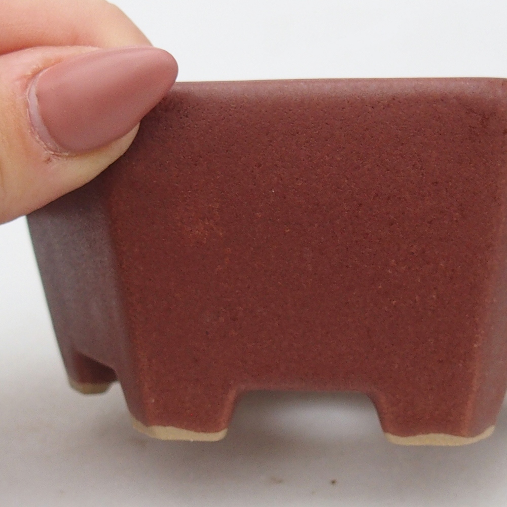Bonsaischale aus Keramik 10,5 x 9,5 x 5 cm, Farbe burgunderrot