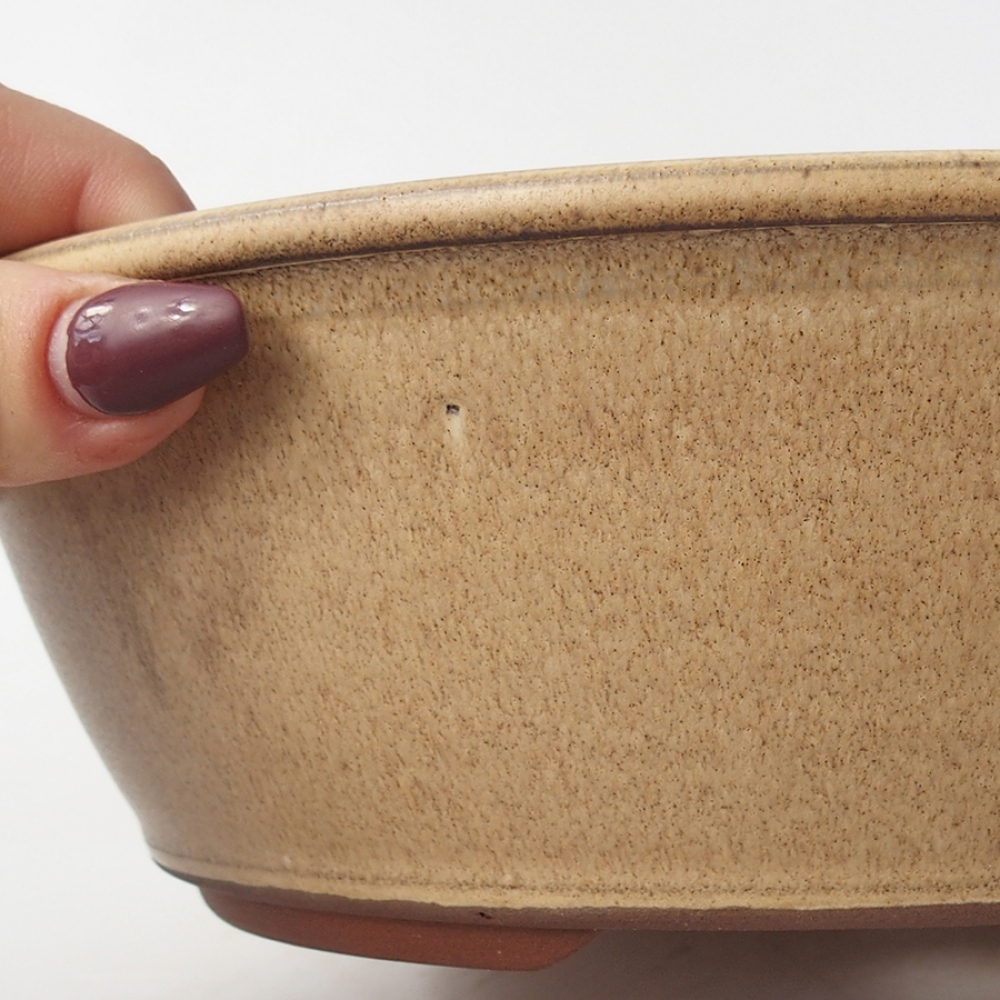 Bonsaischale aus Keramik 19 x 19 x 7 cm, Farbe beige