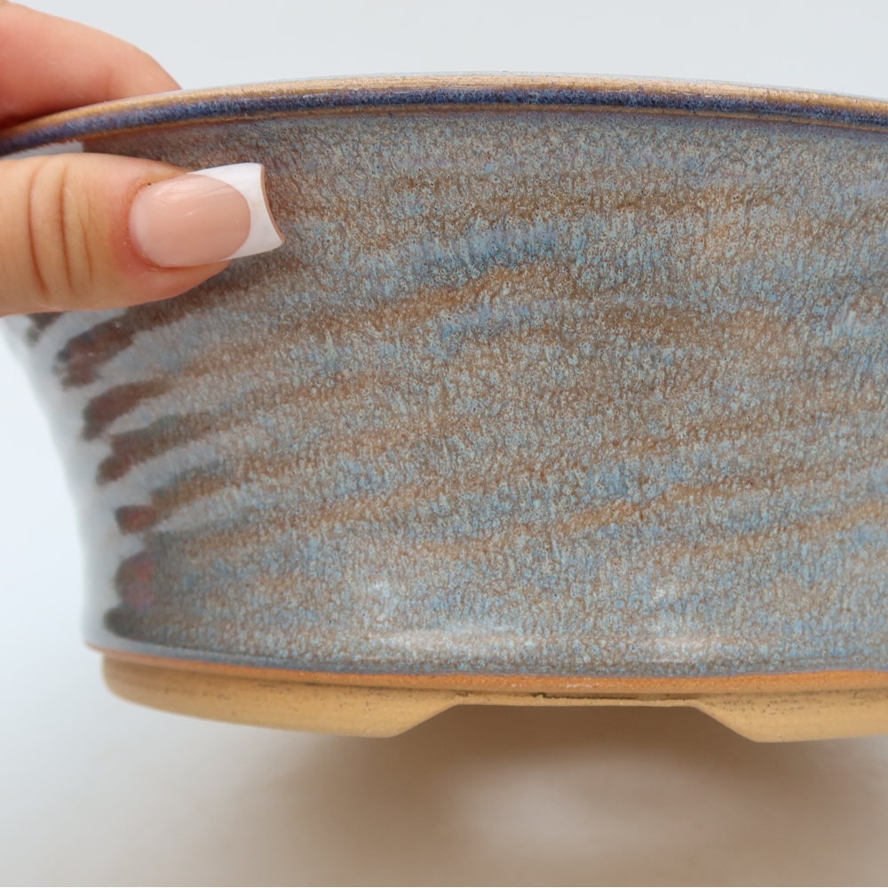 Keramik-Bonsai-Schale, 25,5 x 25,5 x 8,5 cm, Farbe: Blau
