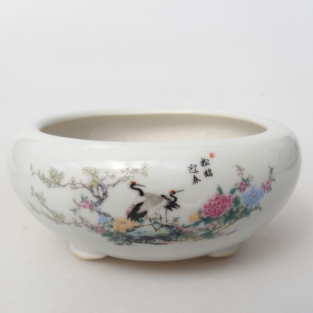 Bonsaischale aus Keramik 10 x 10 x 5 cm, Farbe weiß