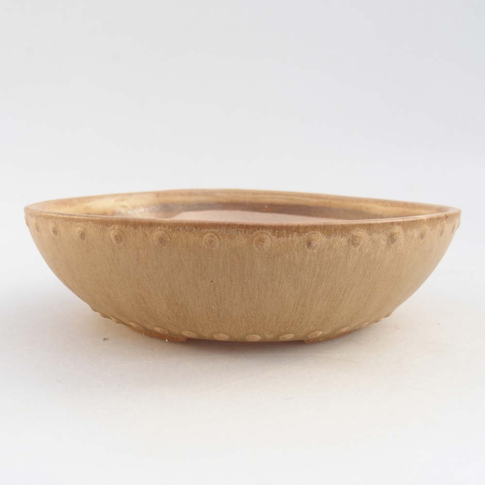 Bonsaischale aus Keramik 17,5 x 17,5 x 5 cm, Farbe beige
