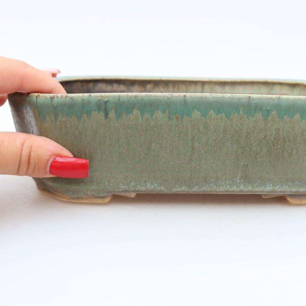 Keramik-Bonsai-Schale 21,5 x 18 x 6 cm, Farbe: grün