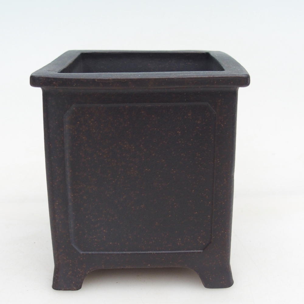 Bonsaischale aus Keramik 9,5 x 9,5 x 10 cm, bräunlich ocker