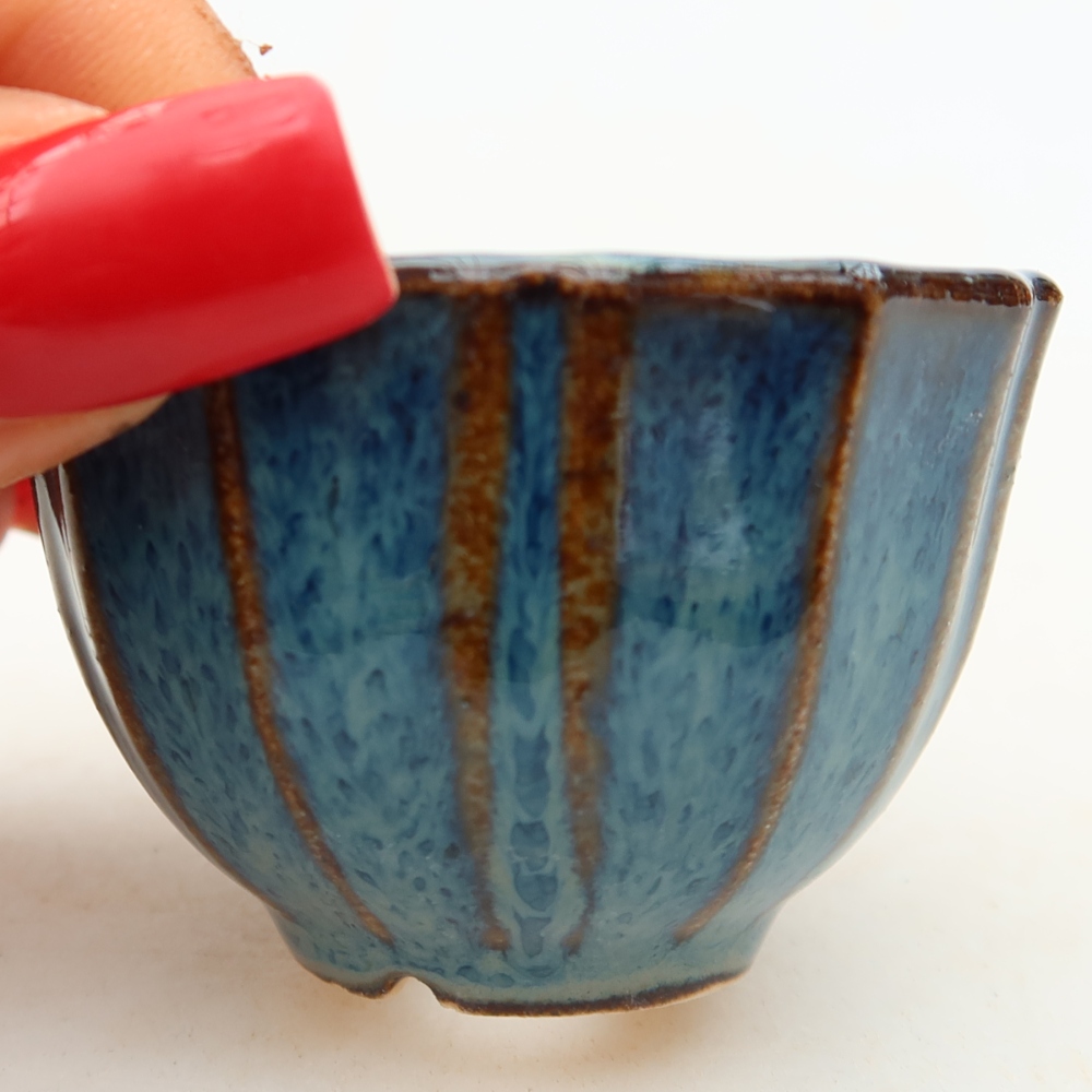 Keramik-Bonsai-Schale, 5,5 x 5,5 x 3,5 cm, Farbe: Blau