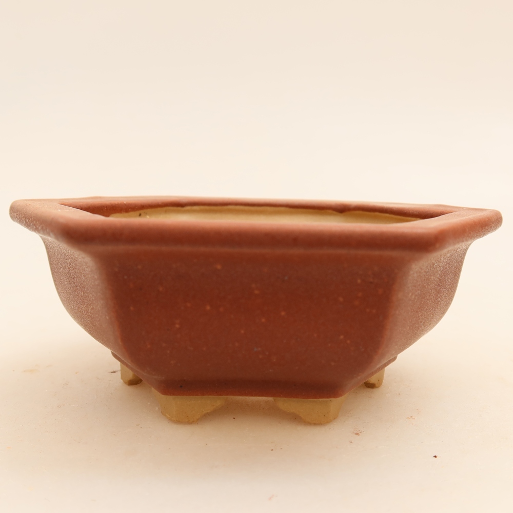Keramik-Bonsai-Schale, 12 x 10,5 x 4 cm, Farbe: weinrot