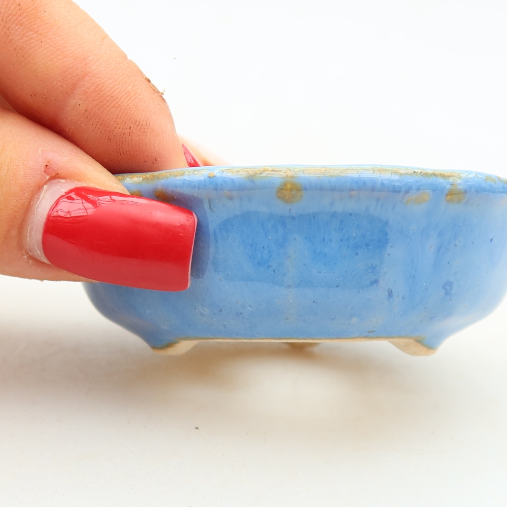 Keramik-Bonsai-Schale, 7 x 7 x 2,5 cm, Farbe: Blau