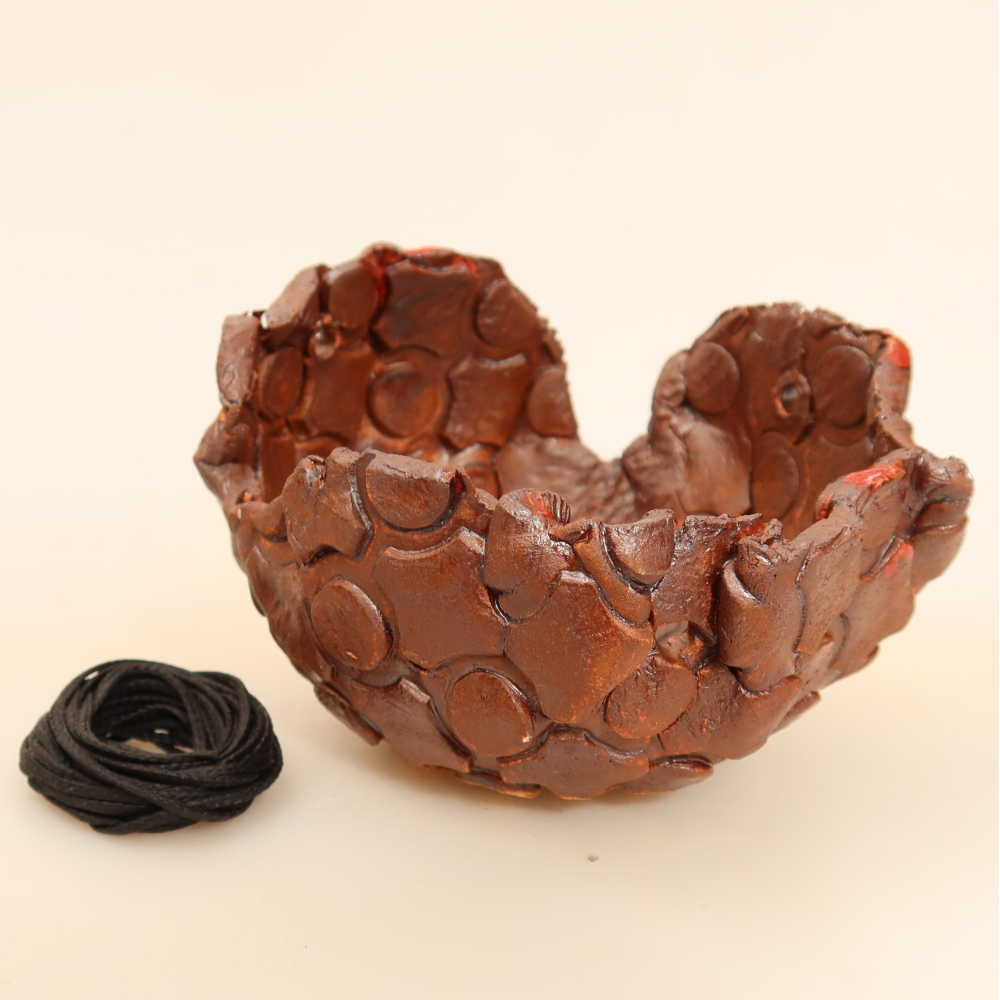Keramikschale für Kokedama, 10 x 10 x 8 cm, Farbe: braun