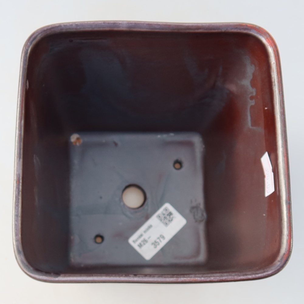 Bonsaischale aus Keramik 13,5 x 13,5 x 15 cm, metallfarben