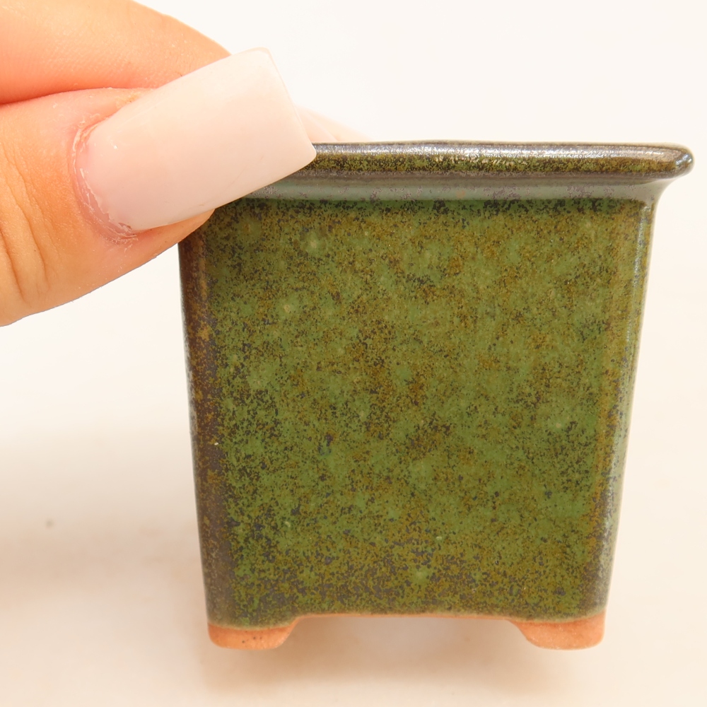 Keramik-Bonsai-Schale, 6 x 6 x 5,5 cm, Farbe: grün