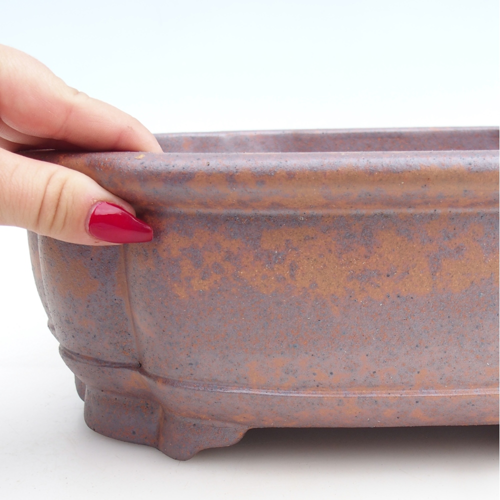 Bonsaischale aus Keramik 31,5 x 27,5 x 10 cm, metallfarben