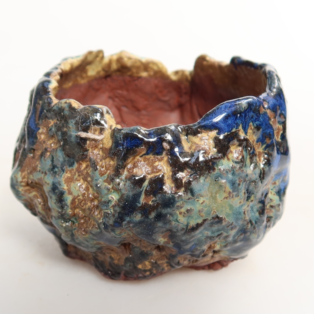 Keramikschale  7 x 7 x 5,5 cm, Farbe: blau-braun
