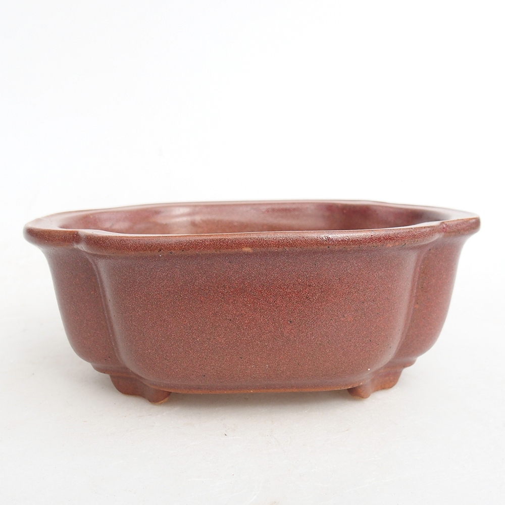 Bonsaischale aus Keramik 13 x 10,5 x 5,5 cm, bordeauxrot