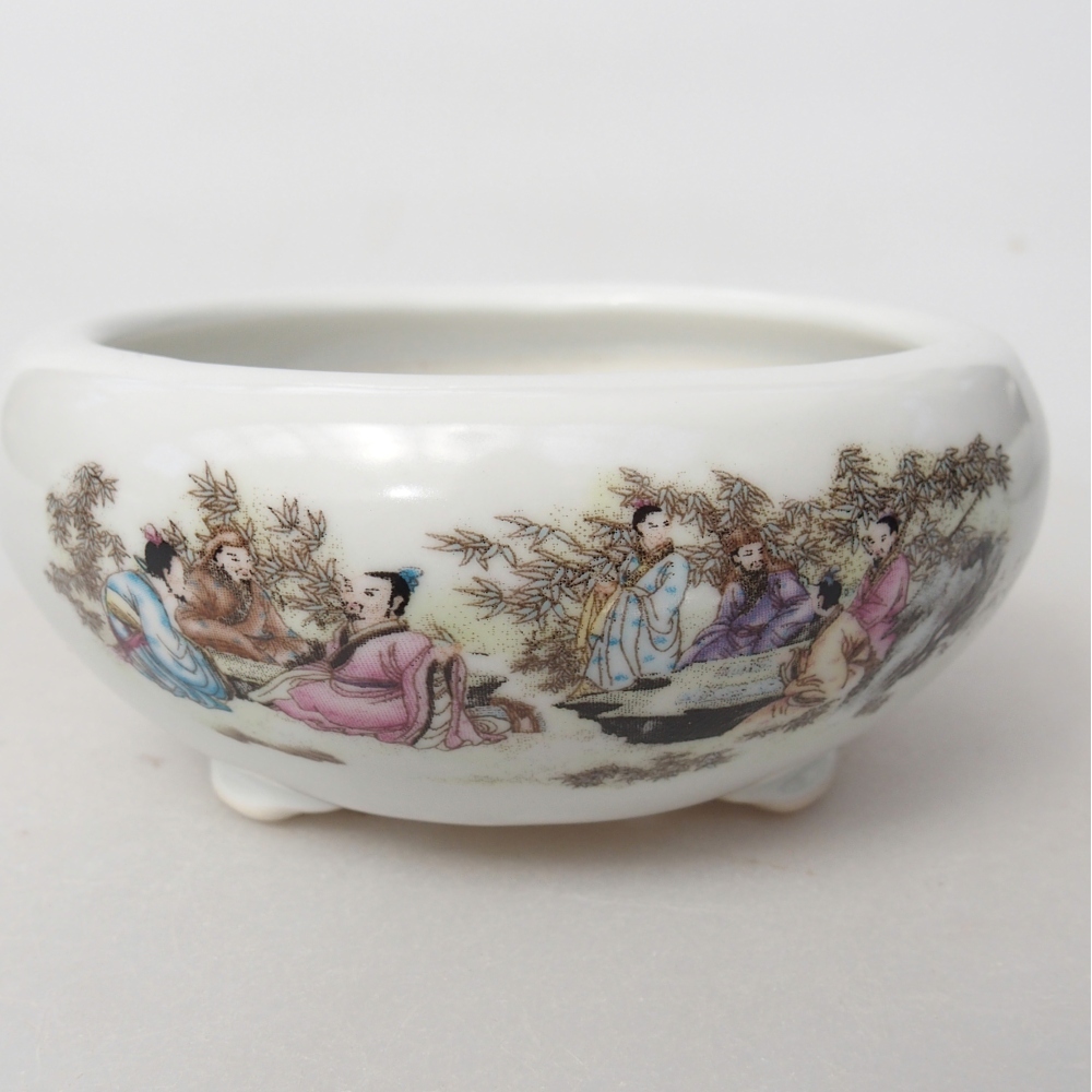 Bonsaischale aus Keramik 10 x 10 x 5 cm, Farbe weiß