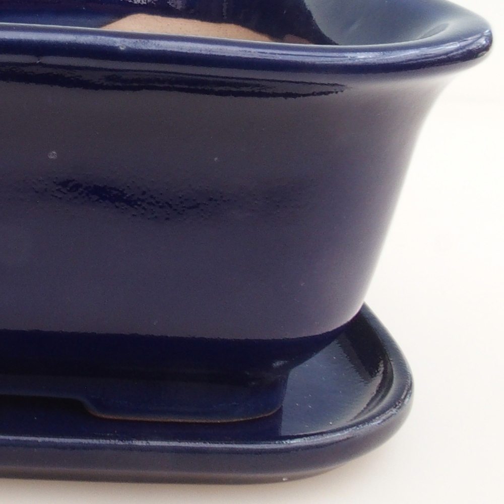 Bonsaischale + Untertasse H36 - 17 x 15 x 7,5 cm - blau