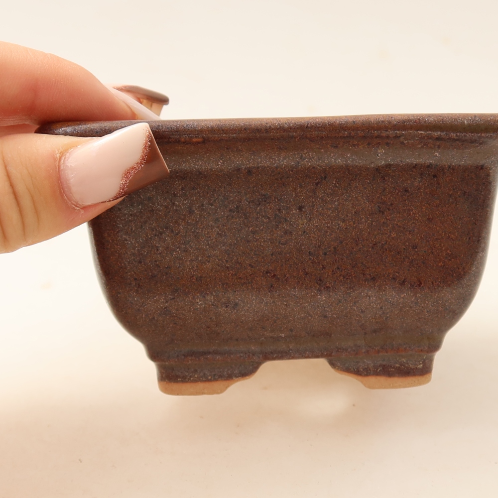 Keramik-Bonsai-Schale, 9,5 x 9,5 x 5,5 cm, Farbe: braun