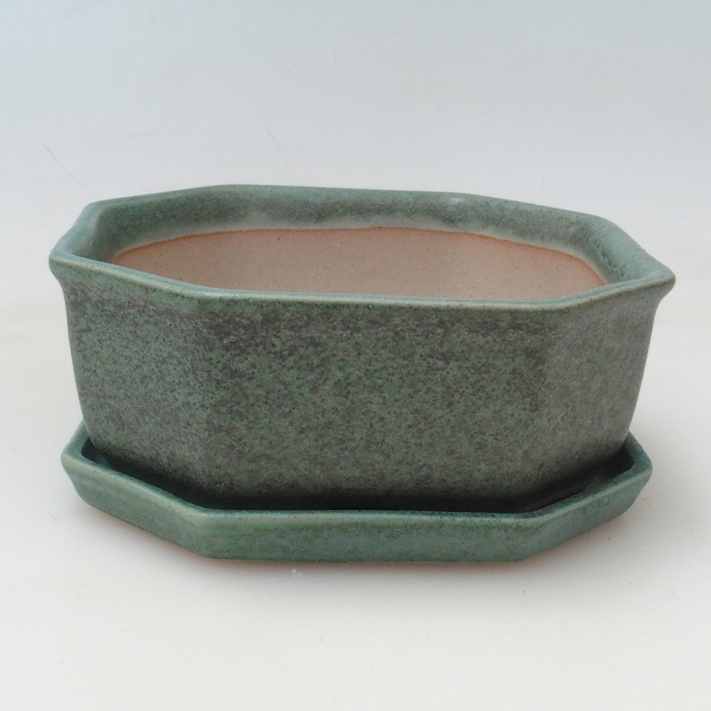 Bonsaischale + Untertasse H13 - 12,5x12,5 x4,5 cm.