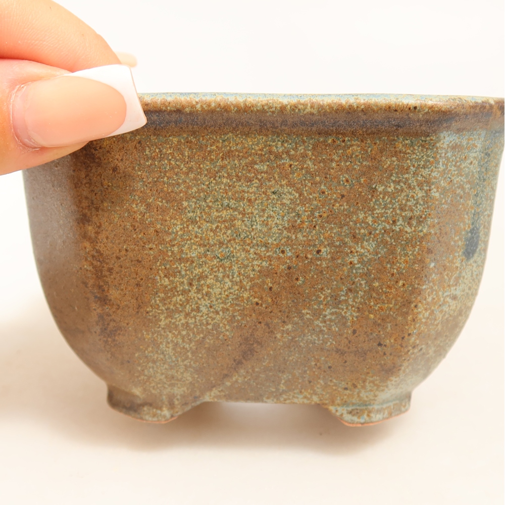 Keramik-Bonsai-Schale 10 x 10 x 6,5 cm, Farbe: braun-grün