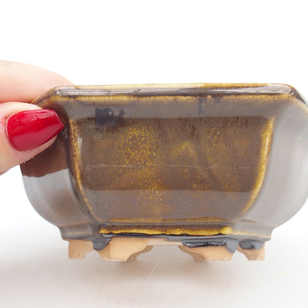 Bonsaischale aus Keramik 12 x 10,5 x 4,5 cm, gelb