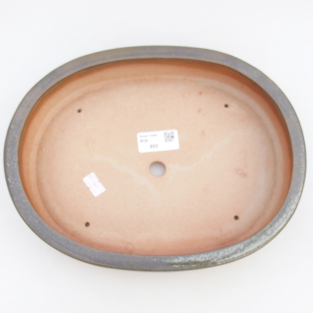 Bonsaischale aus Keramik 26,5 x 21 x 5 cm, grün-braun