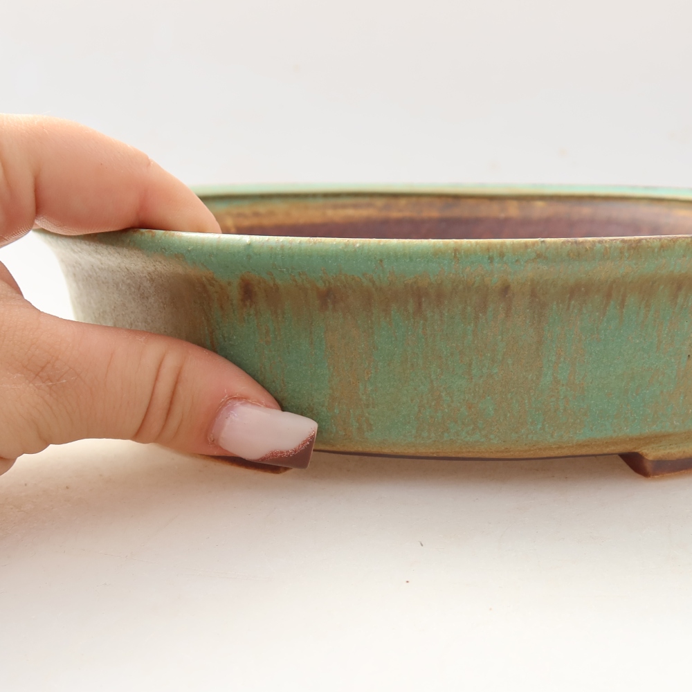 Bonsaischale aus Keramik 21 x 19 x 5 cm, grün
