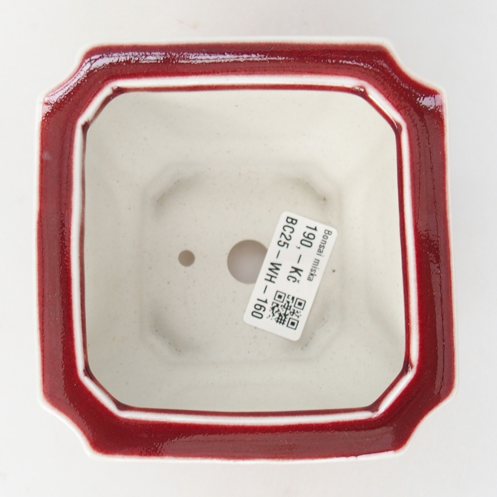 Bonsaischale aus Keramik 11 x 11 x 7 cm, Farbe rot