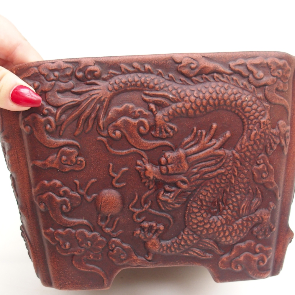 Bonsaischale aus Keramik 21 x 21 x 13,5 cm, braun