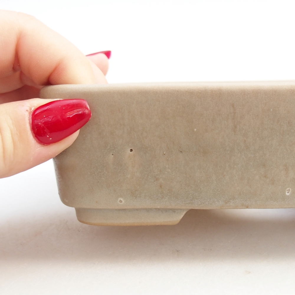 Bonsaischale aus Keramik 14,5 x 10,5 x 4,5 cm, Farbe beige