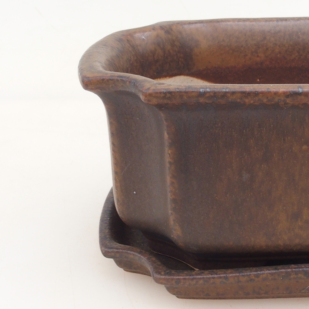 Bonsaischale + Untertasse H01 - braun