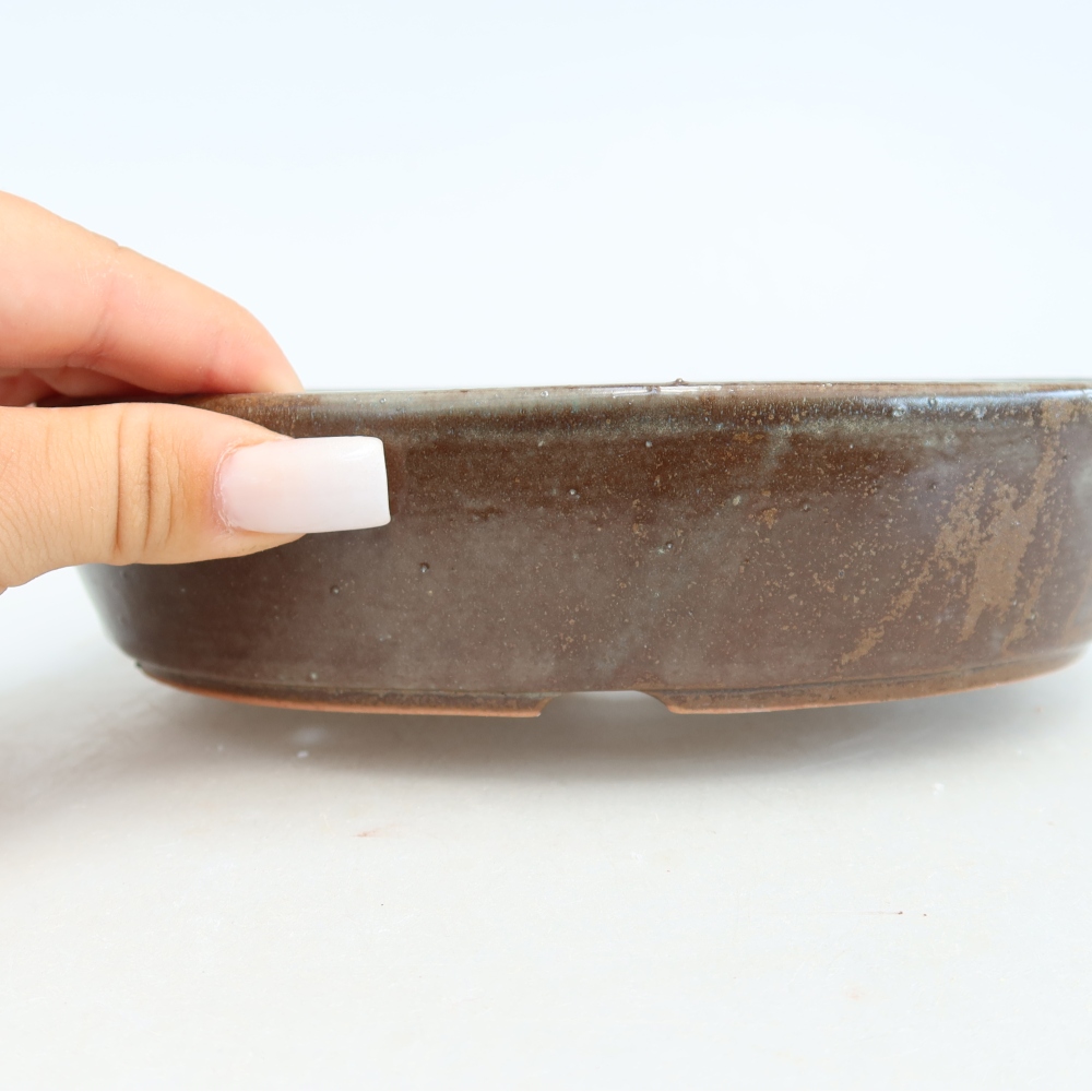 Bonsaischale aus Keramik 18,5 x 13,5 x 4,5 cm, braun